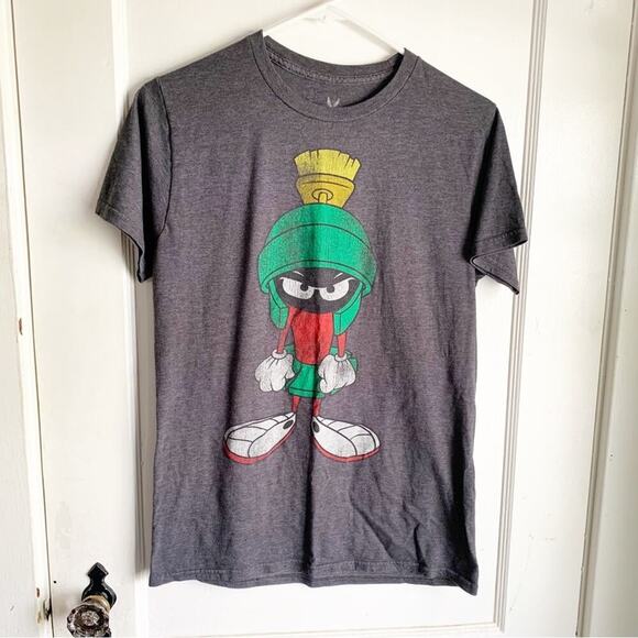 Looney Tunes Marvin the Martian Cartoon T-Shirt Graphic Tee Gray Size Medium - Picture 1 of 5